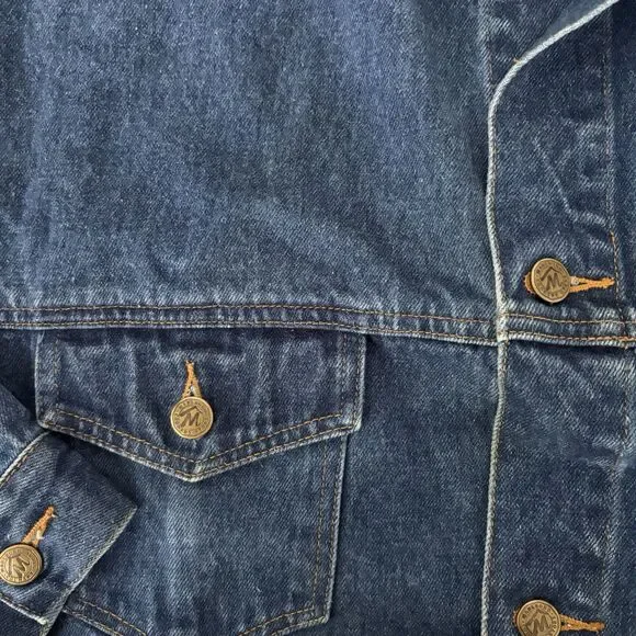 Marlboro Country Denim Jacket Mens Size XL Leather Collar Flannel Vintage 90s - Picture 4 of 8